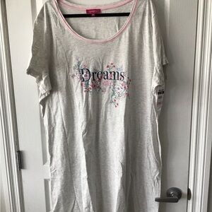Charisma Gray Floral 'Dreams' Short Sleeve Sleep Shirt with Pink Trim